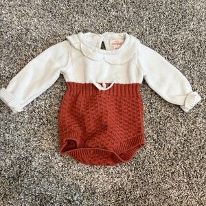 Cat & Jack Cream and Rust Knit Onesie